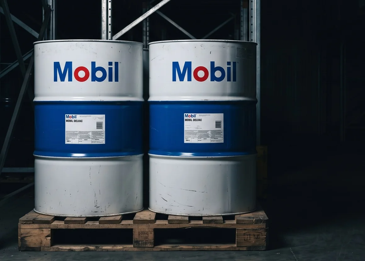 Бочки 208 л с маслом Mobil на паллете на складе